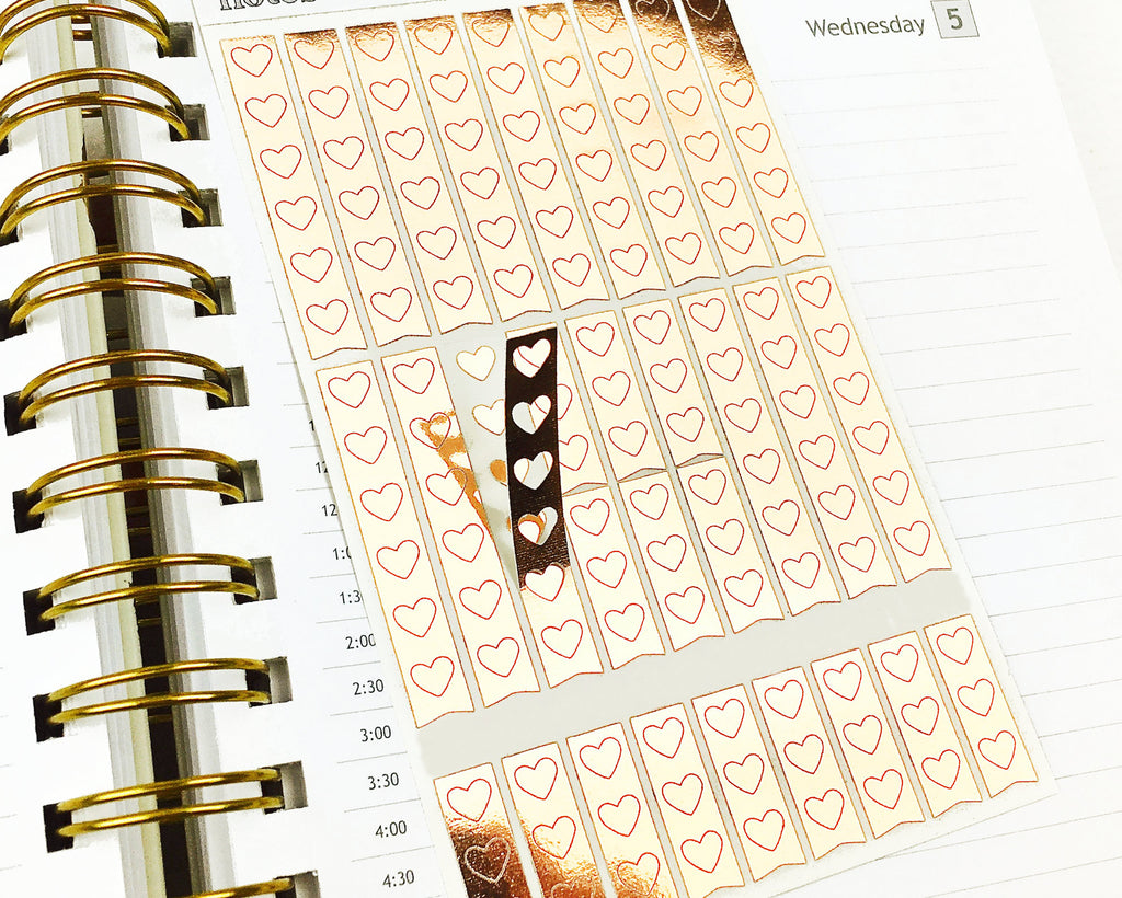 Foiled Checklist Stickers: Heart Planner Stickers