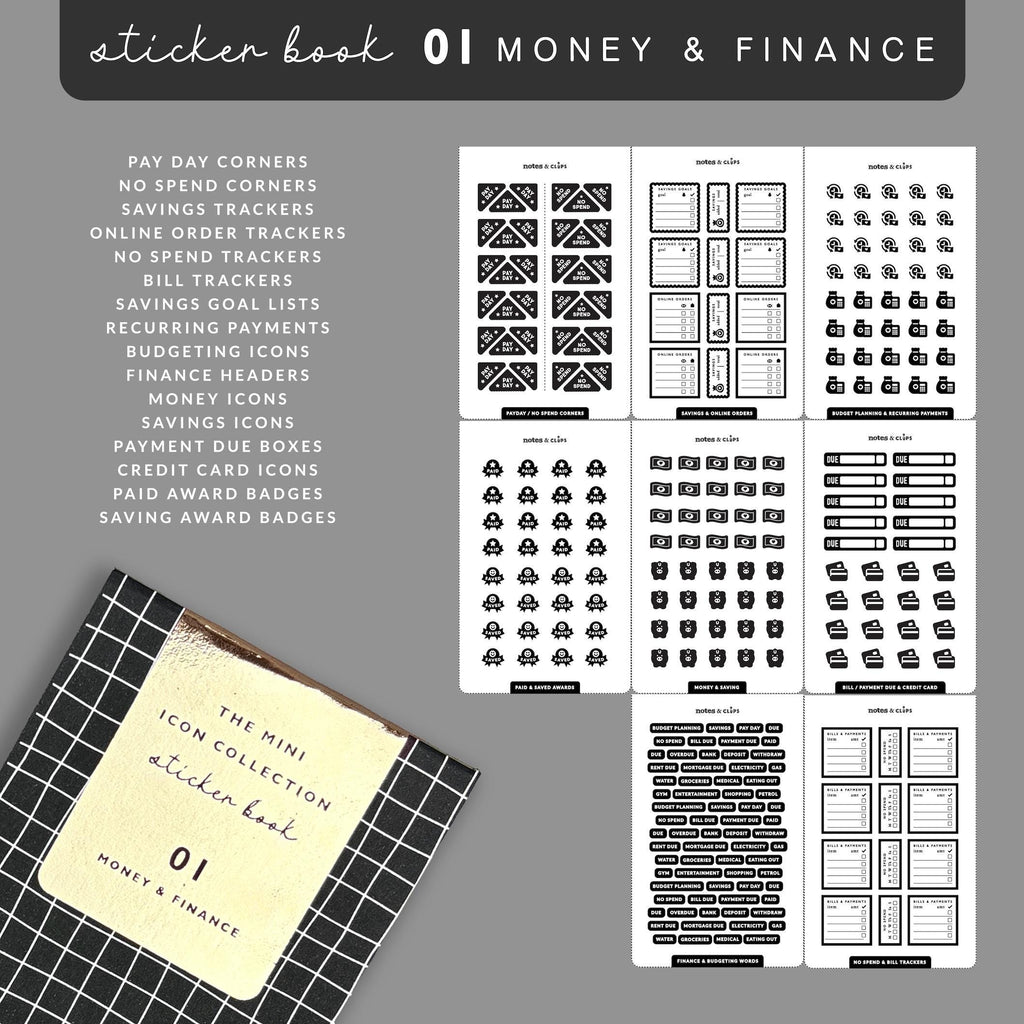 Money & Finance Sticker Book: Mini Planner Icons