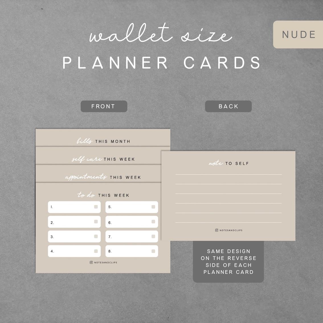 Pack of 8 Planner Cards - Nude, Minimalistic Planner