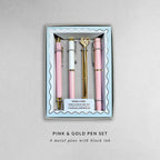 Pink and Gold Pen Gift Set - 4 Black Ink Pens