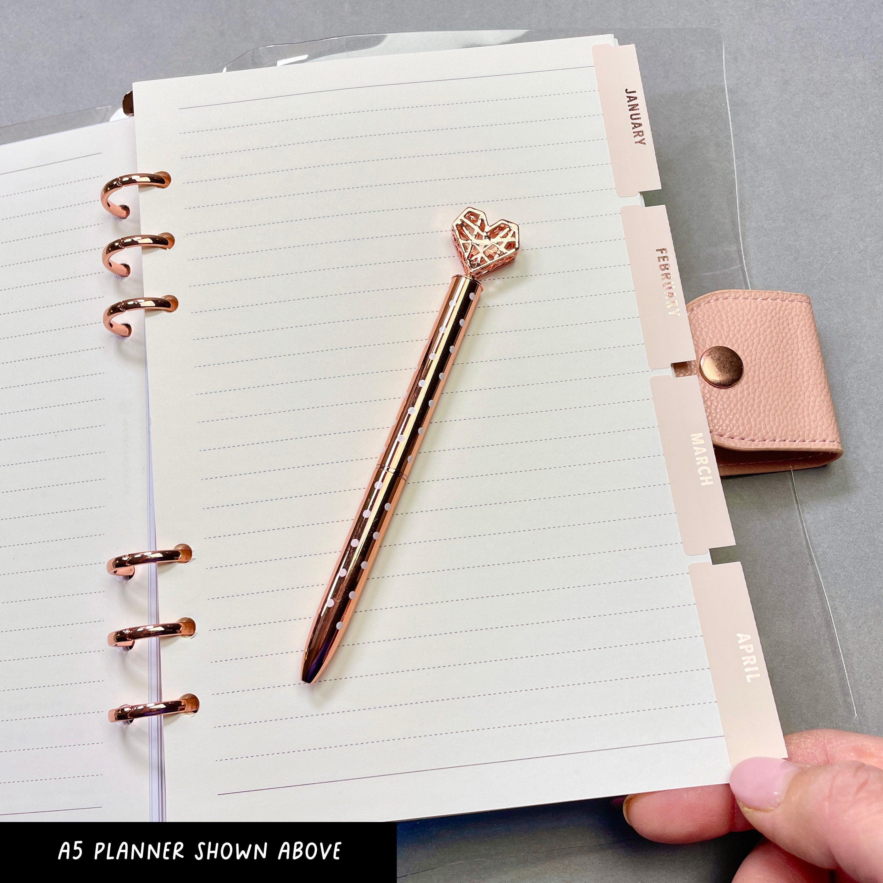 Blush Pink Month Tab Stickers: Large Planner Tabs