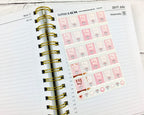 Rose Gold Foil Pay Day Planner Stickers: Blush Pink Flags