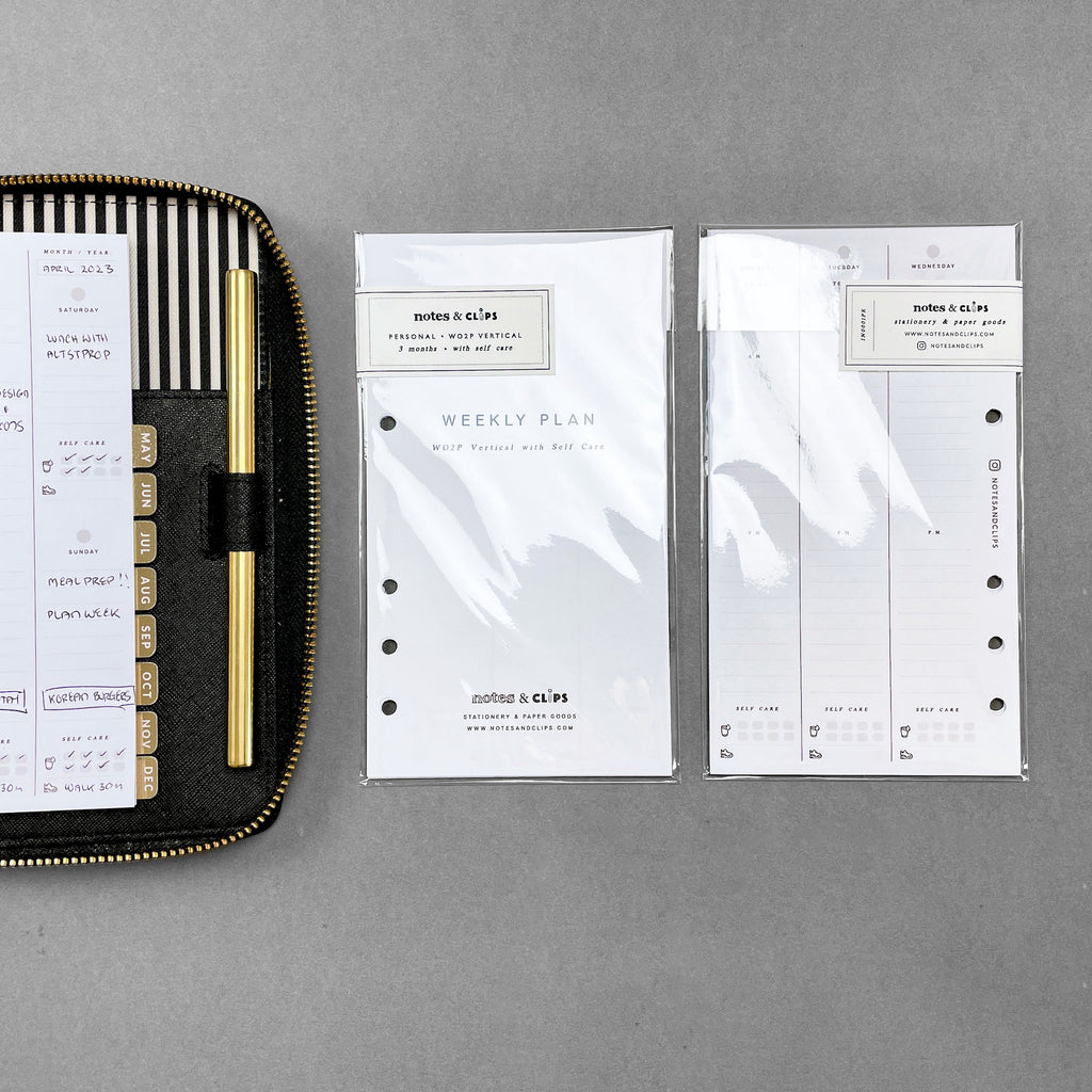 Minimalist Personal Planner Inserts: Undated WO2P, Self Care, 3 Month