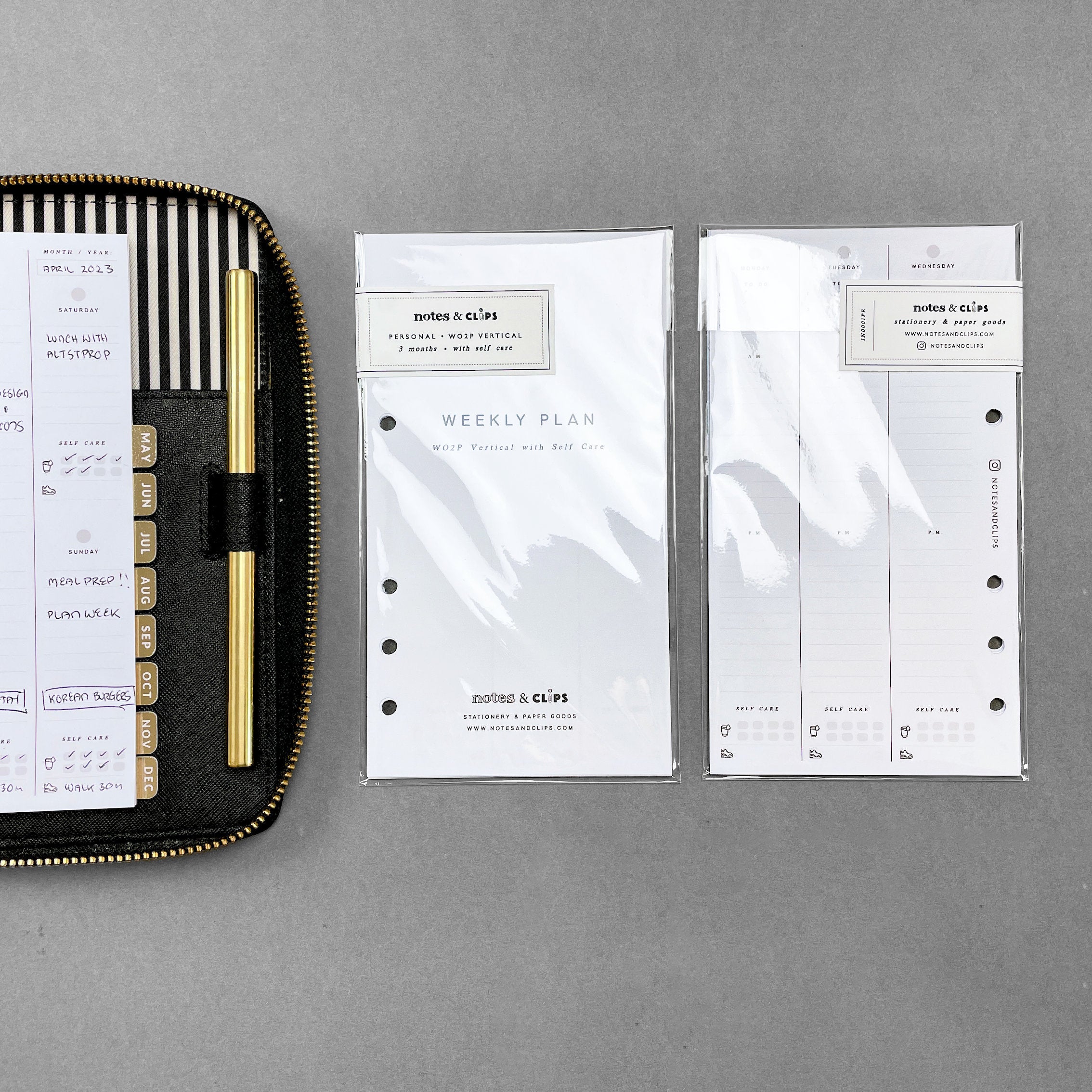 Minimalist Personal Planner Inserts: Undated WO2P, Self Care, 3 Month