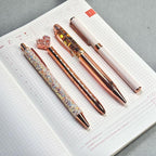 Rose Gold Pen Gift Set - 4 Black Ink Pens