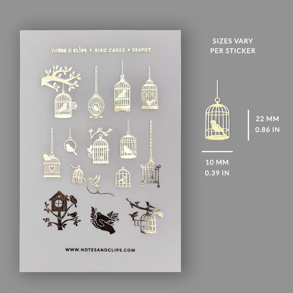 Transparent Birdcage Stickers - Foiled Clear Deco Sticker