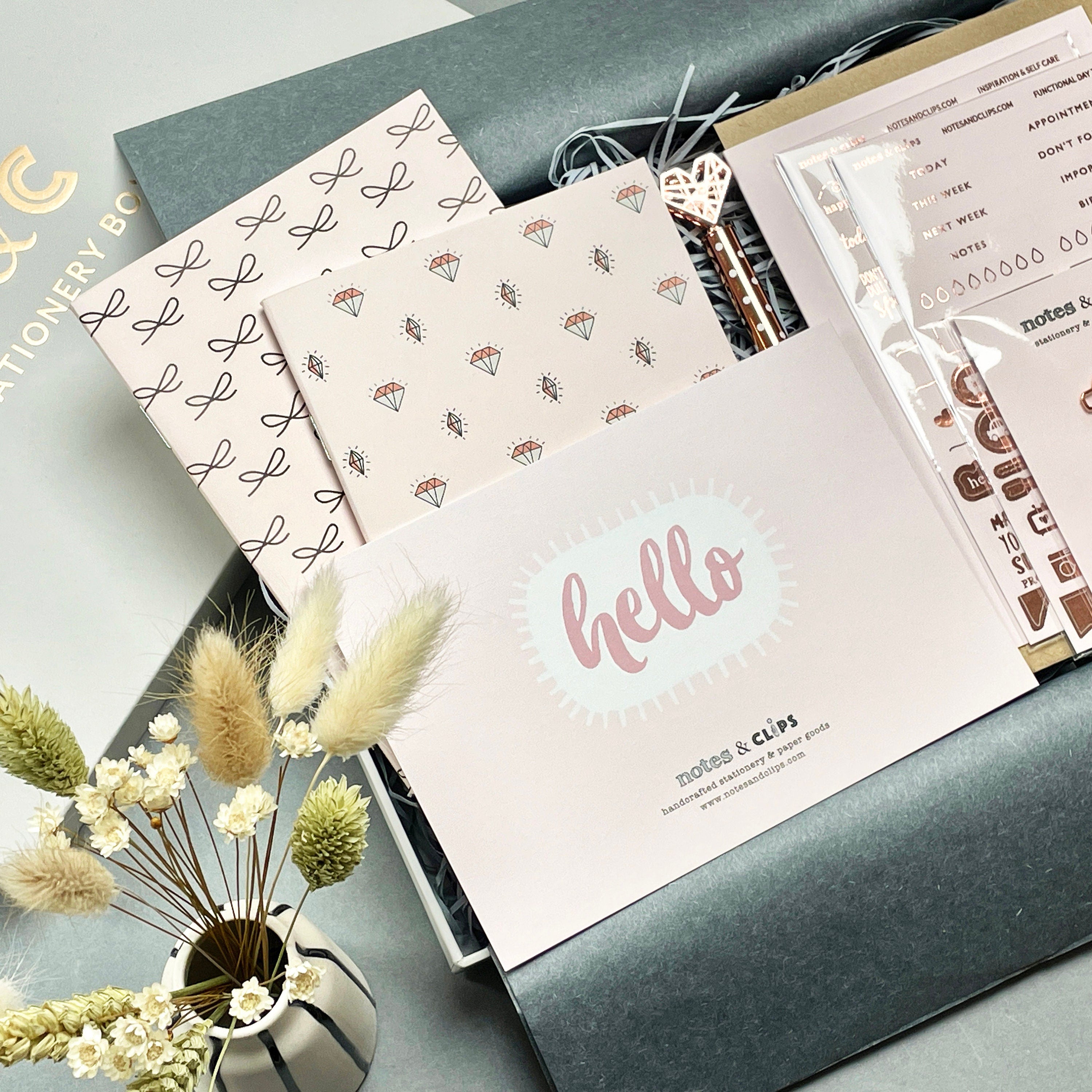 Blush Pink Stationery Set: Rose Gold Accents, Letterbox Gift