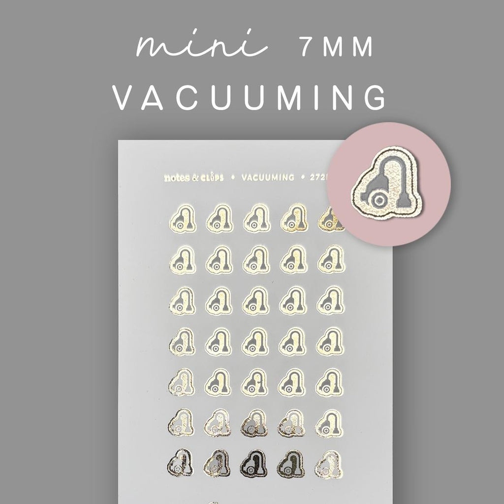 Foiled Vacuum Icon Planner Stickers: Housekeeping, Mini Size