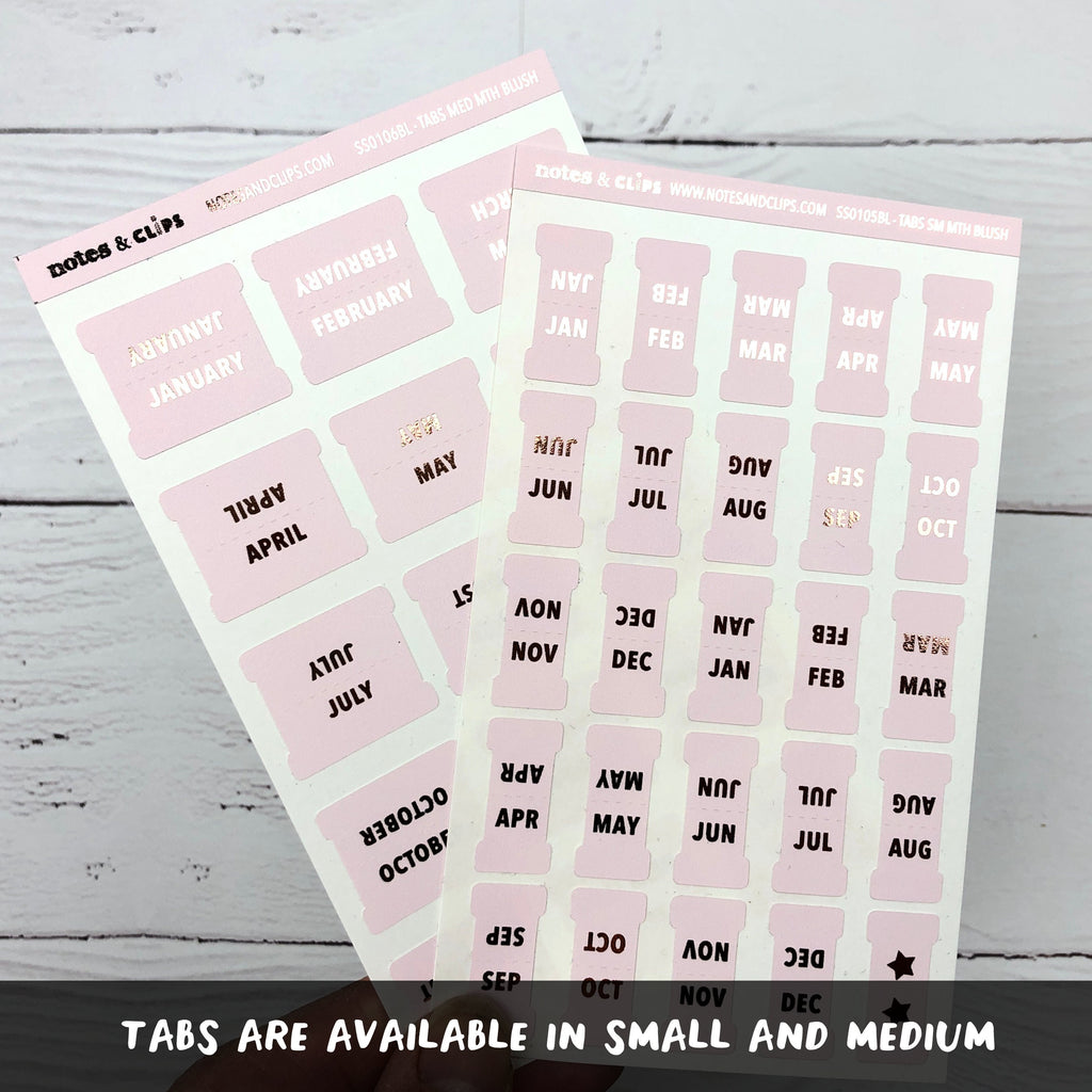 Blush Foiled Medium Tab Stickers
