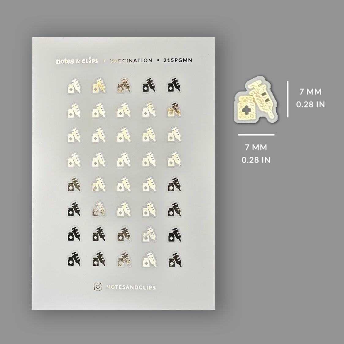 Gold Foil Vaccination Planner Stickers: Functional Reminder Icons