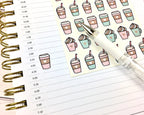 Coffee Planner Stickers, Pink and Mint, Bujo Stickers