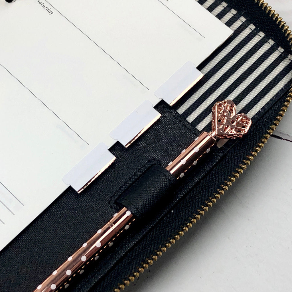 Blank Tab Stickers - White with Foil trim