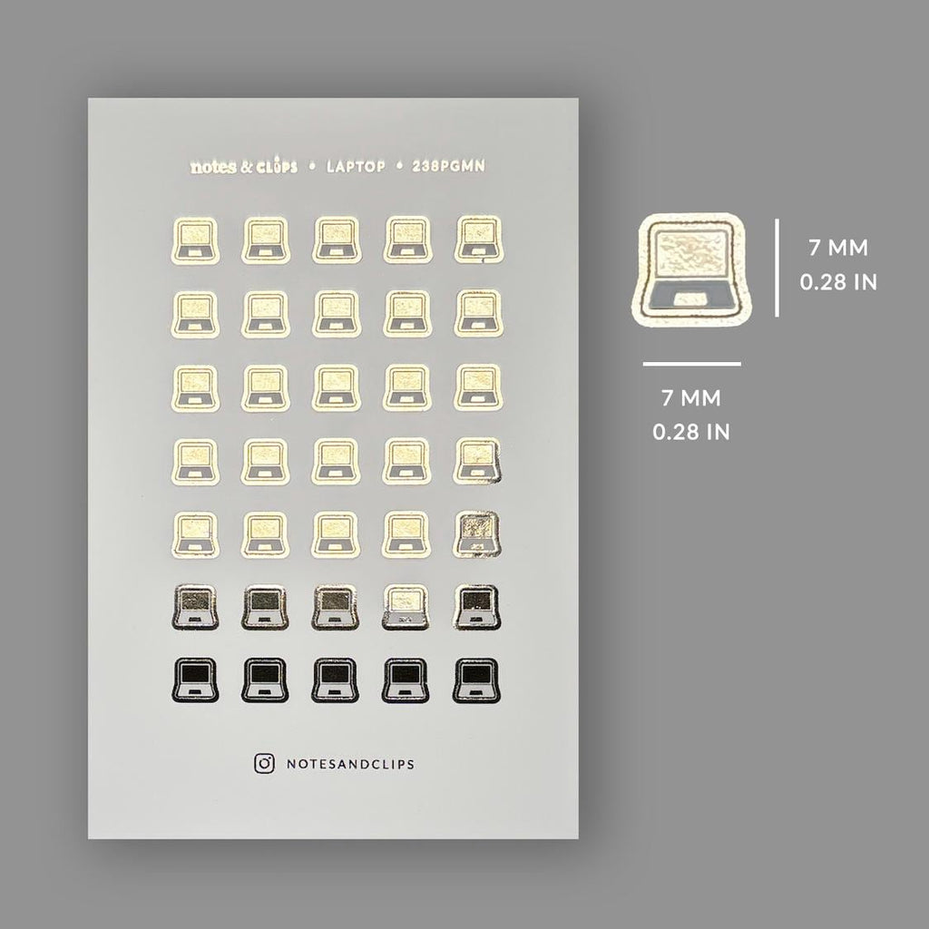 Gold Foil Laptop Planner Stickers, Mini Icon Stickers