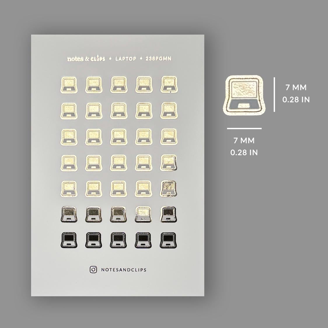 Gold Foil Laptop Planner Stickers, Mini Icon Stickers