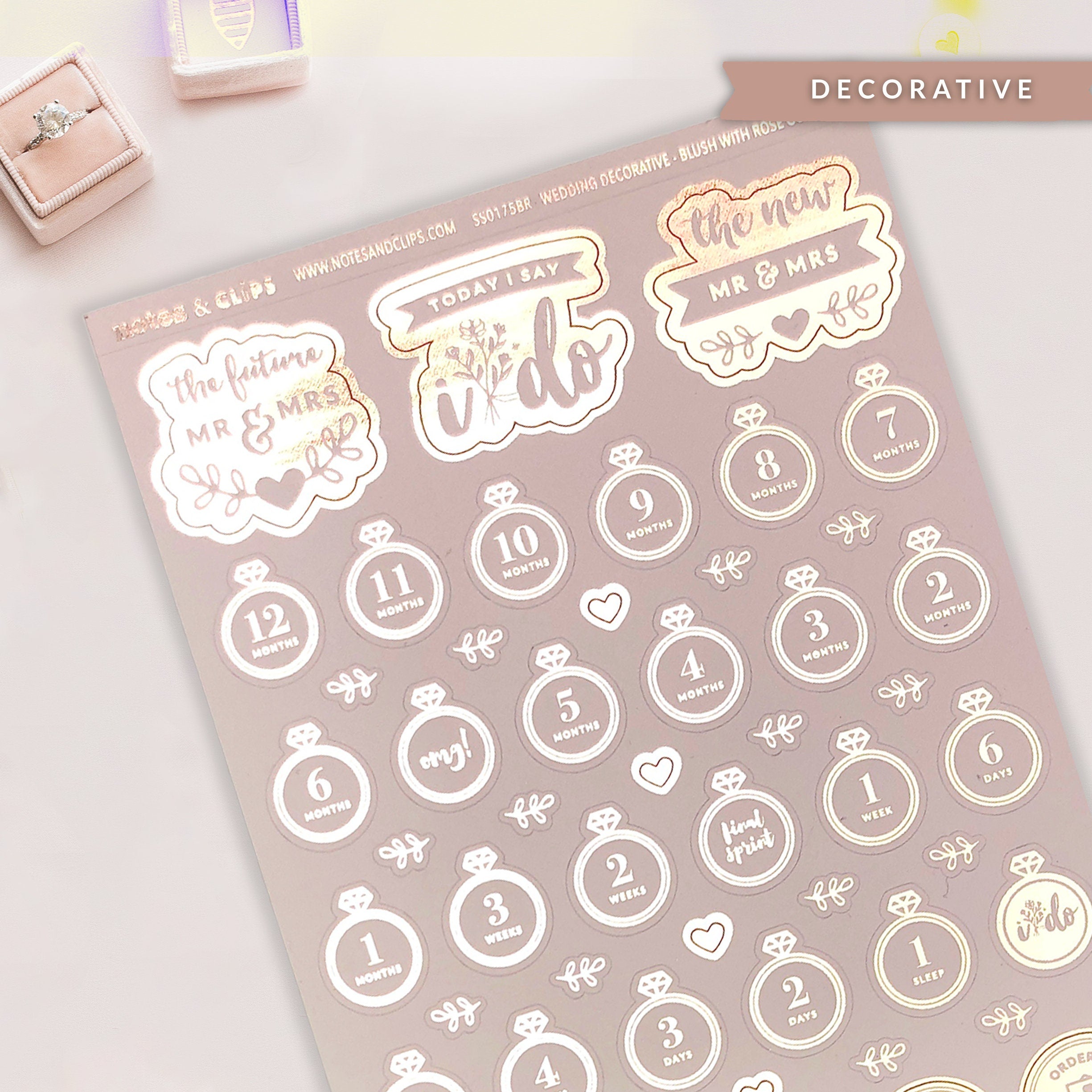 Foiled Decorative Wedding Planning Stickers
