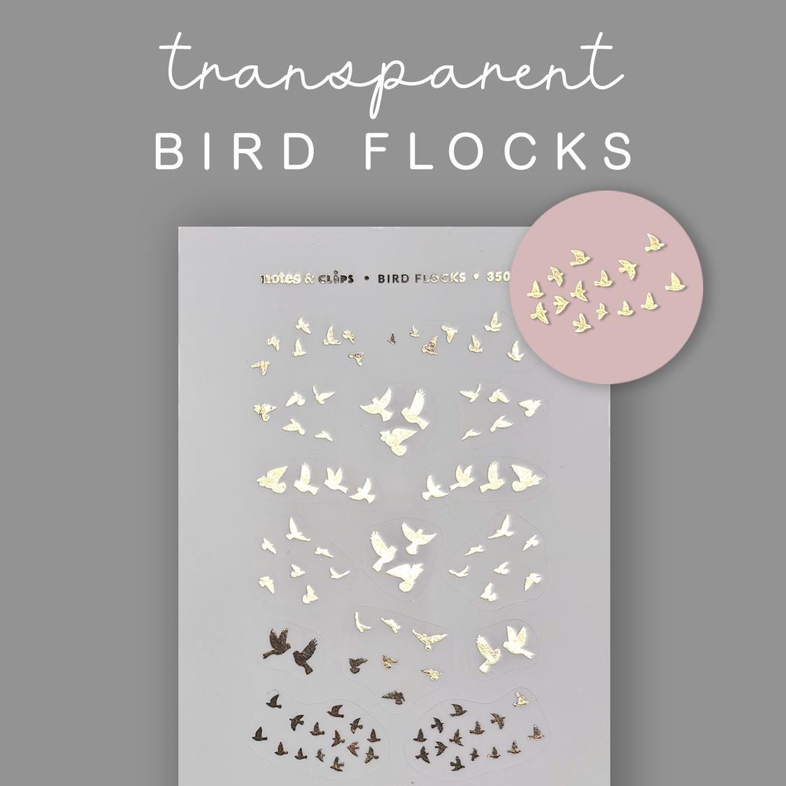 Transparent Bird Flock Sticker - Foiled Clear Deco Sticker