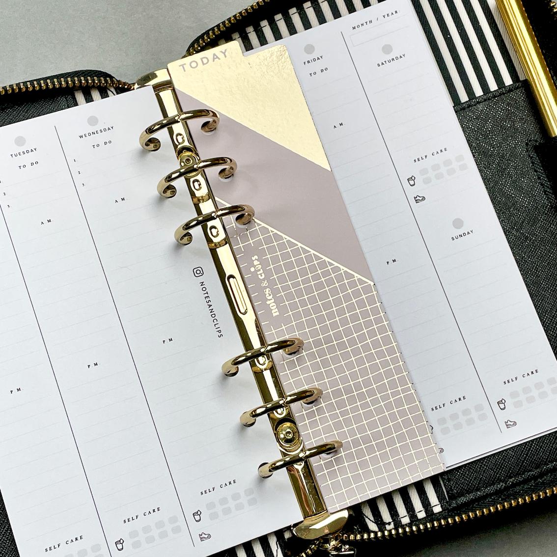 Foiled Planner Bookmarks: Blush Pink Ringbound Page Markers (Set of 3)