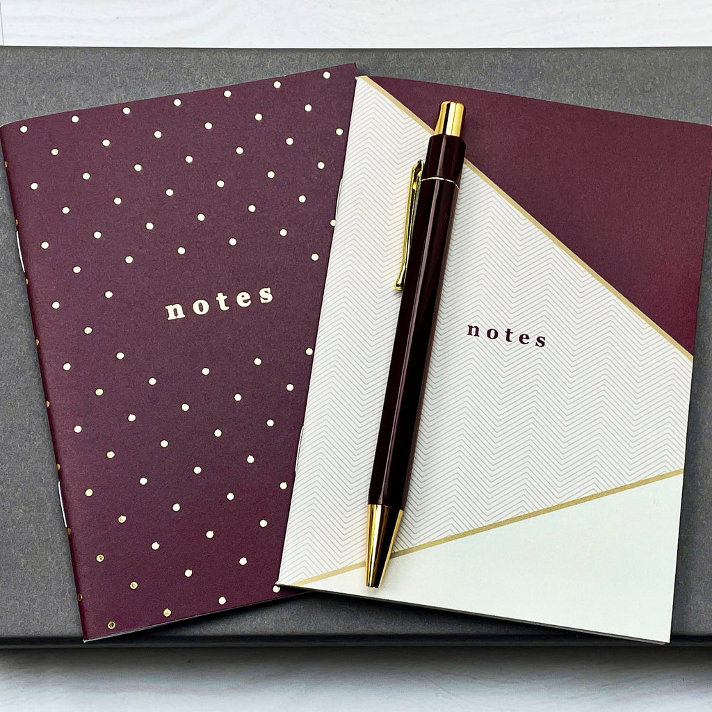 Stationery Box - Cream and Burgundy - Letterbox Gift