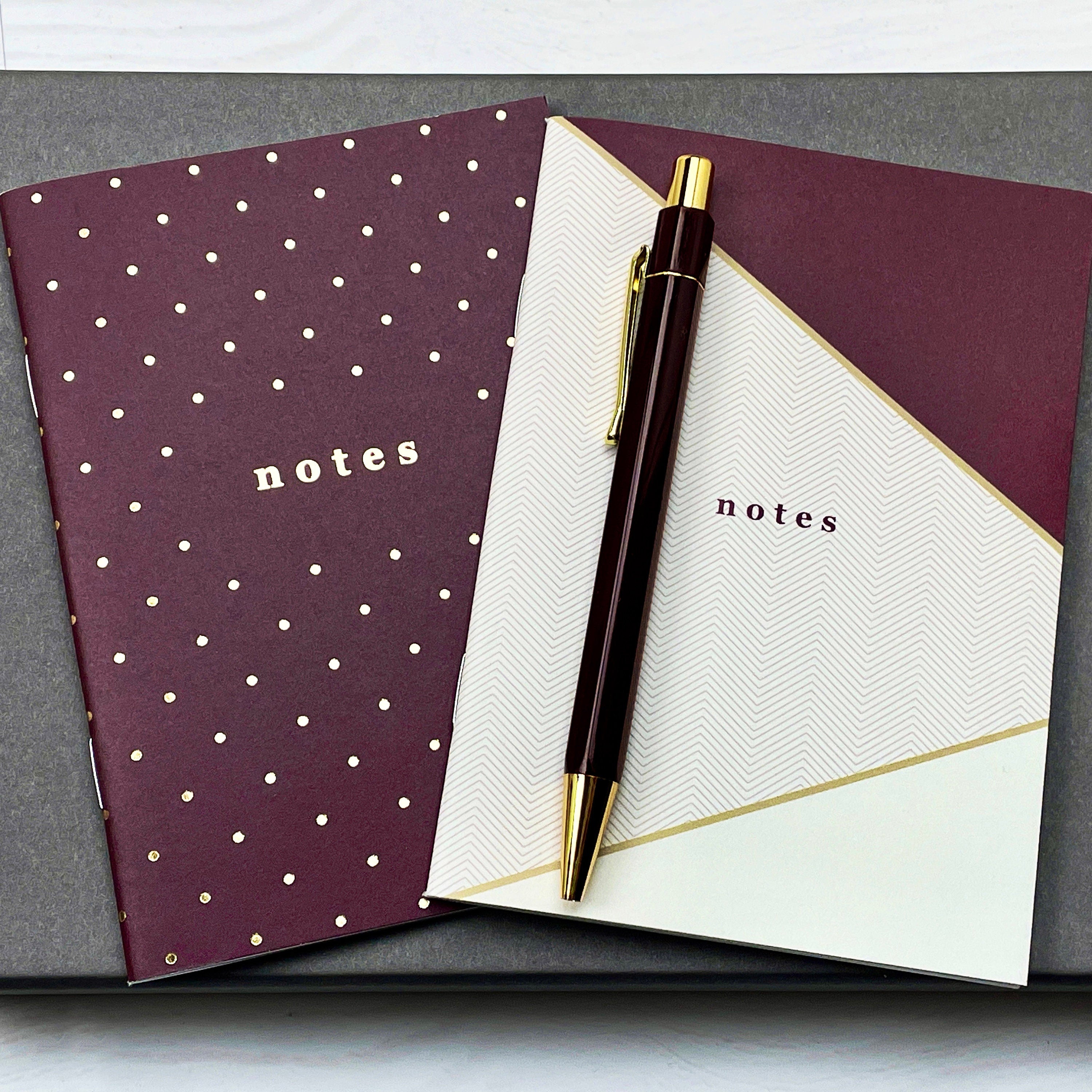 Stationery Box - Cream and Burgundy - Letterbox Gift