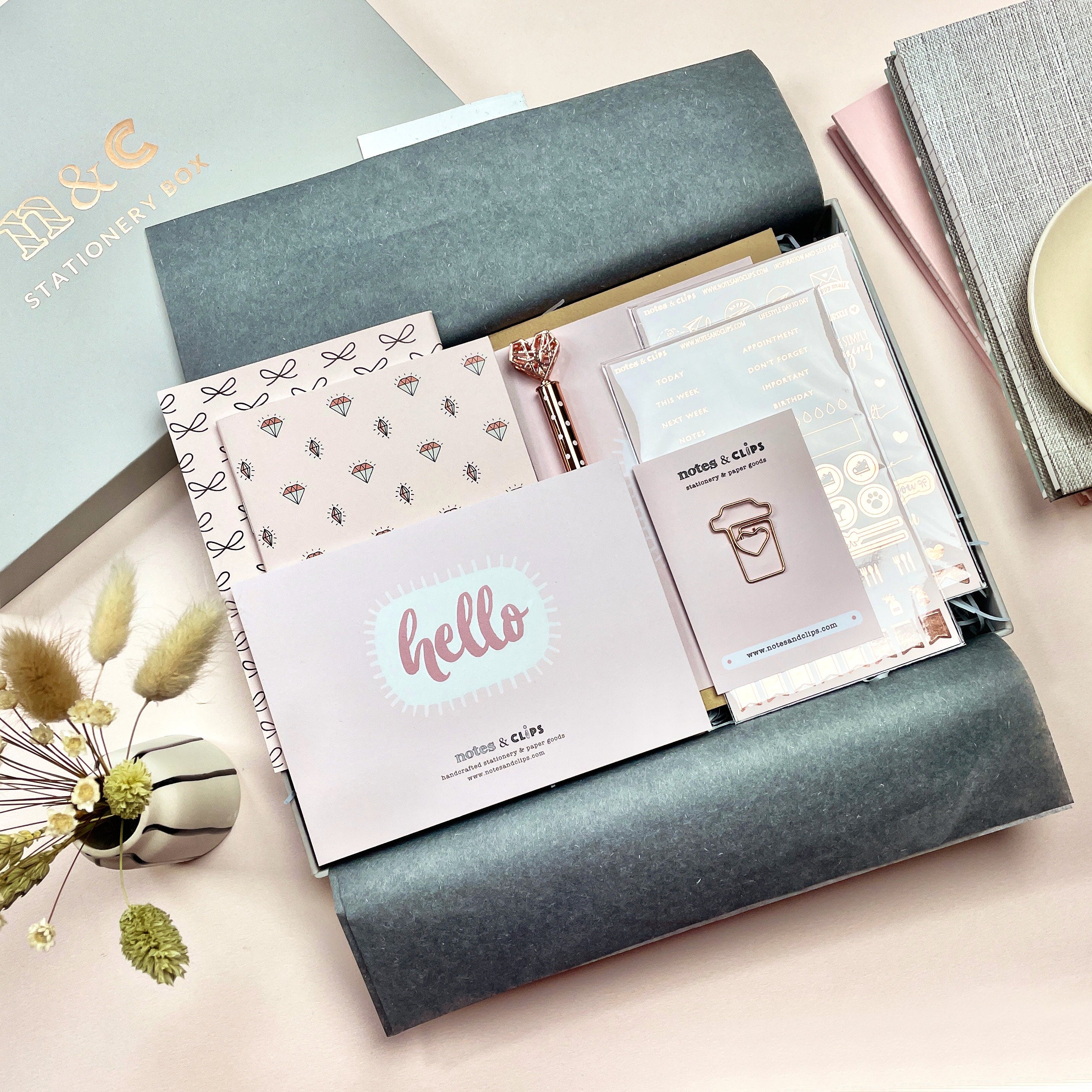 Blush Pink Stationery Set: Rose Gold Accents, Letterbox Gift