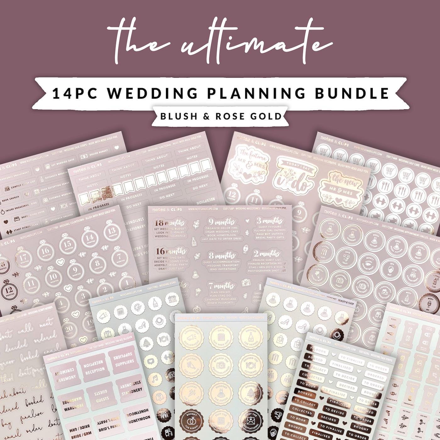 Foiled Self Care Stickers - Wedding Planning Stickers