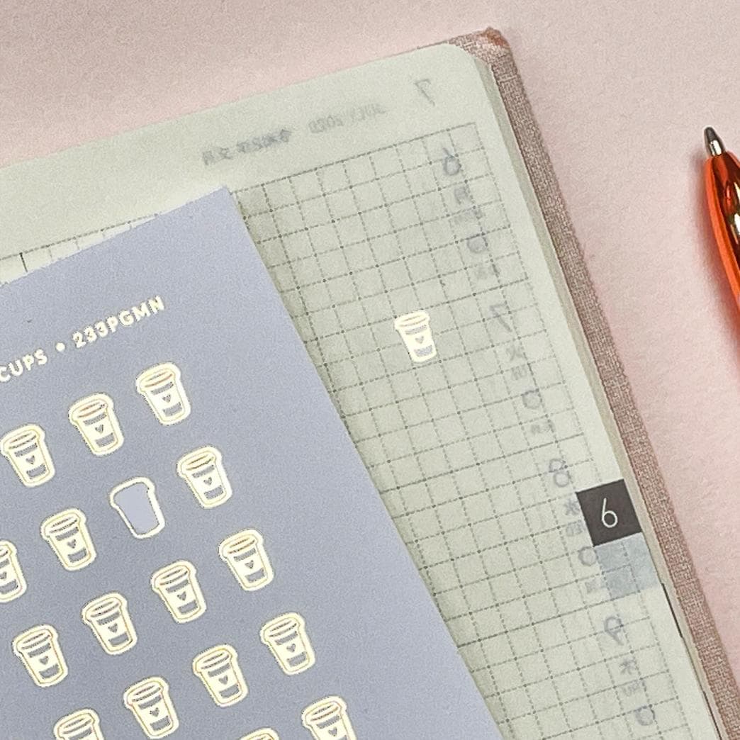 Mini Coffee Planner Stickers: Foiled Icon Stickers for Small Planners