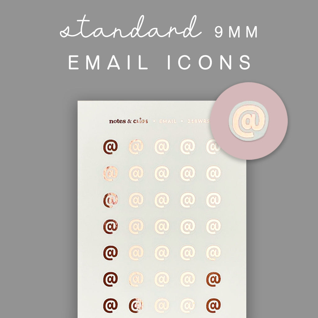 Foiled Email Planner Stickers: 9mm Icon Stickers