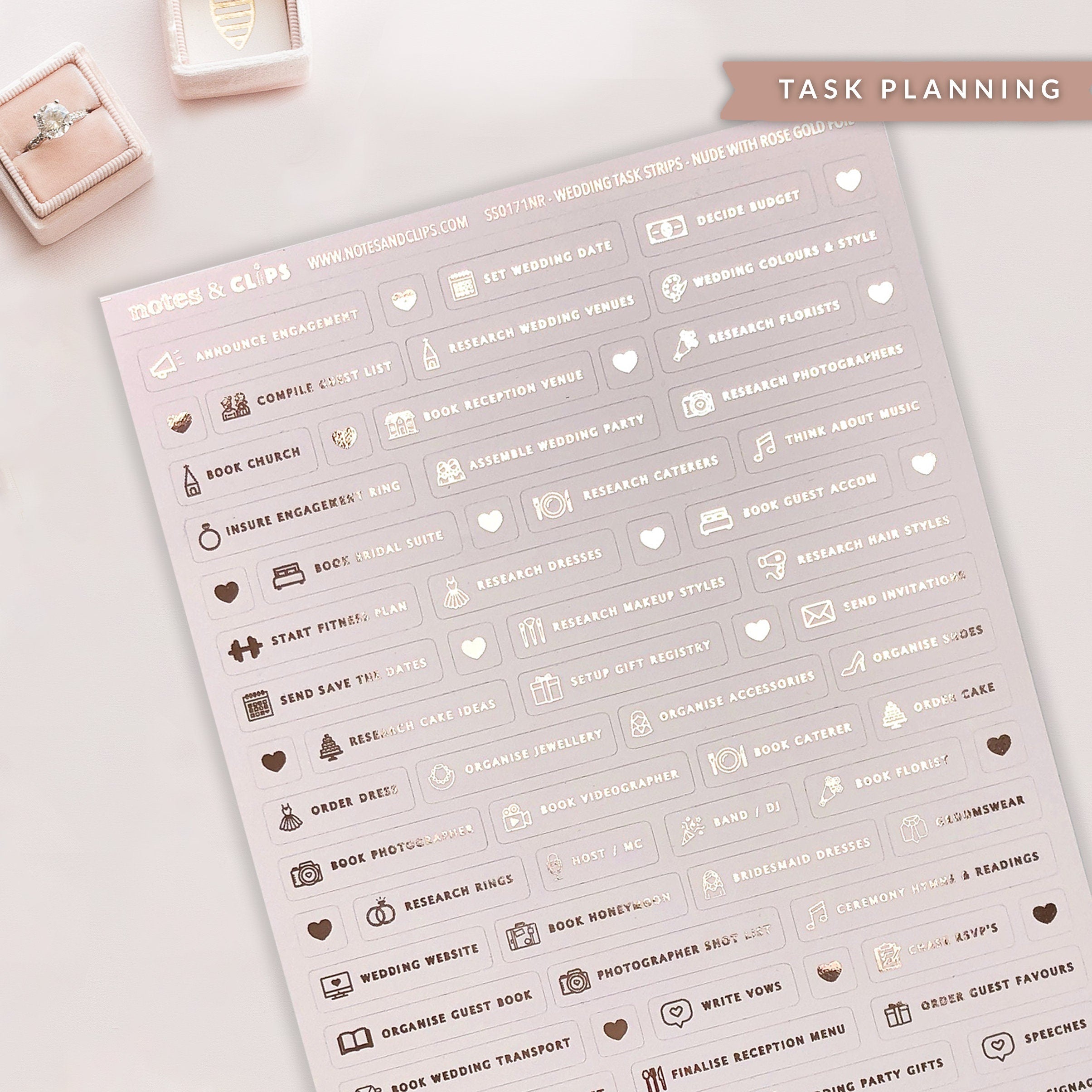Foiled Task Stickers - Wedding Planning Stickers