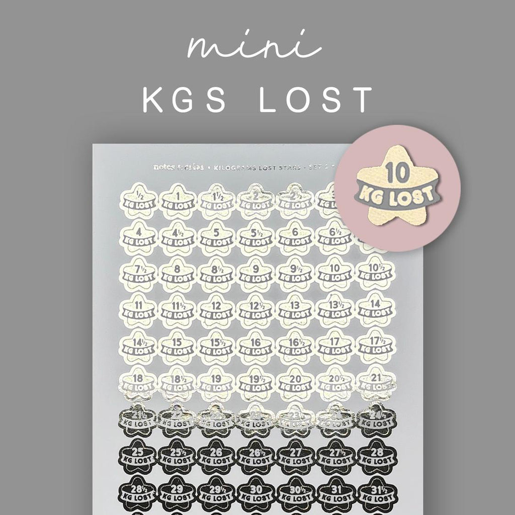 Foiled Weight Loss Stickers – Kgs Lost Star Tracker 0.5kg - 35kg