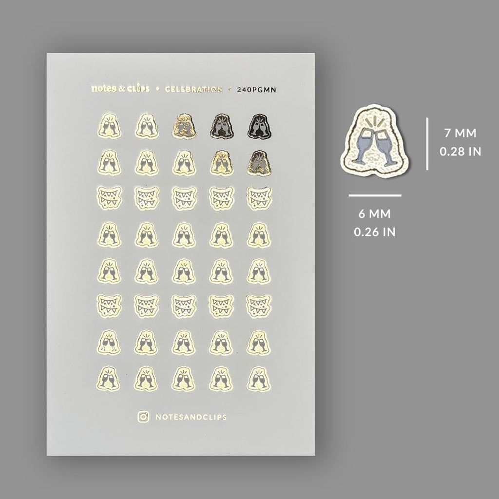 Gold Foil Celebration Stickers: Planner Icons