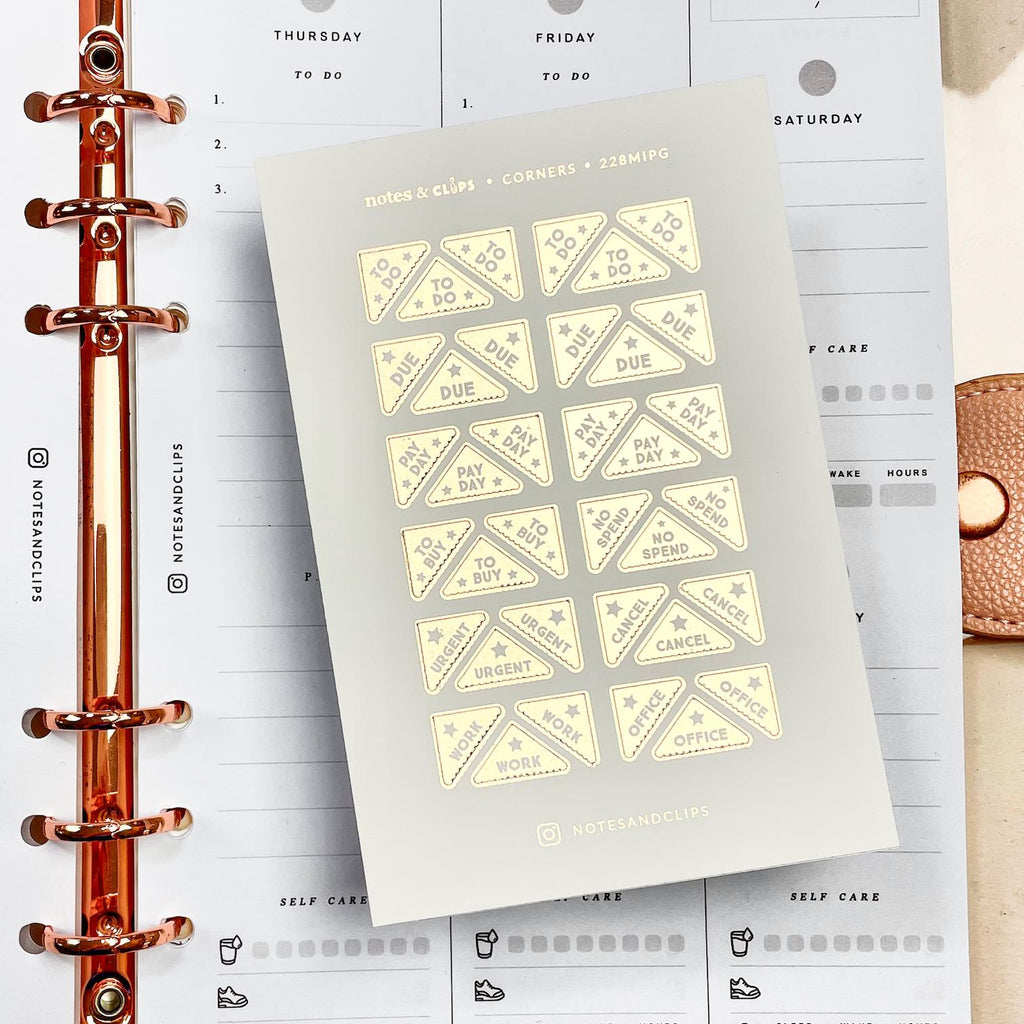 Mini Task Corner Stickers: Foiled Planner Reminders