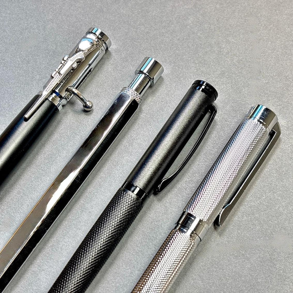 Black and Silver Pen Gift Set - 4 Black Ink Pens