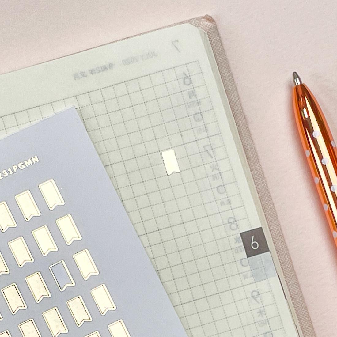 Mini Flag Planner Stickers: Foiled List Stickers for Hobonichi Weeks