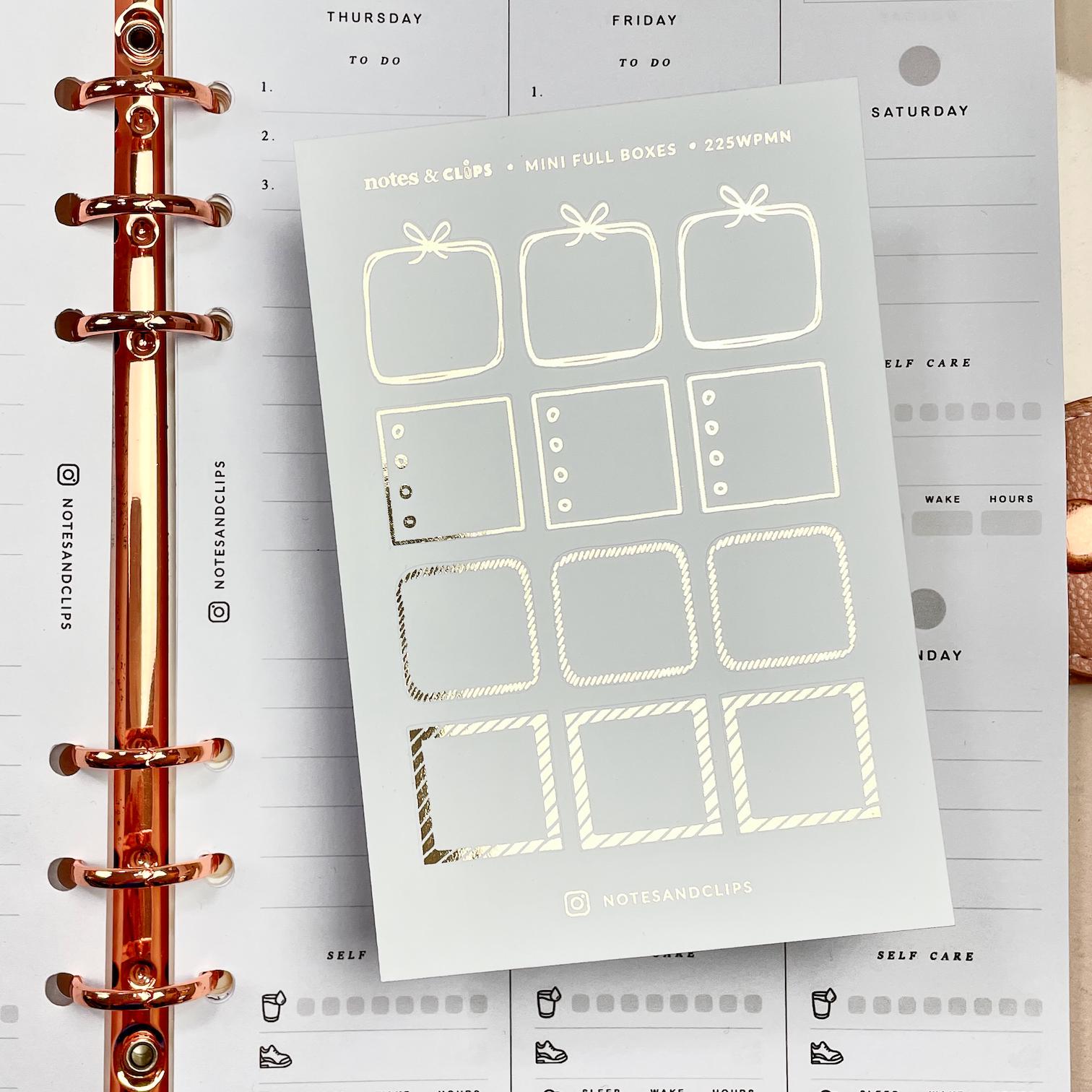 Blush Pink Foiled Mini Planner Stickers: Hobonichi Weeks (21mm)