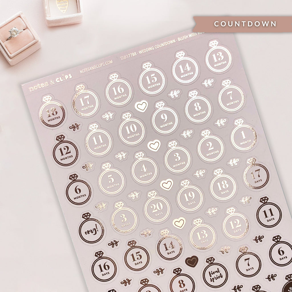 Foiled Countdown Wedding Planning Stickers