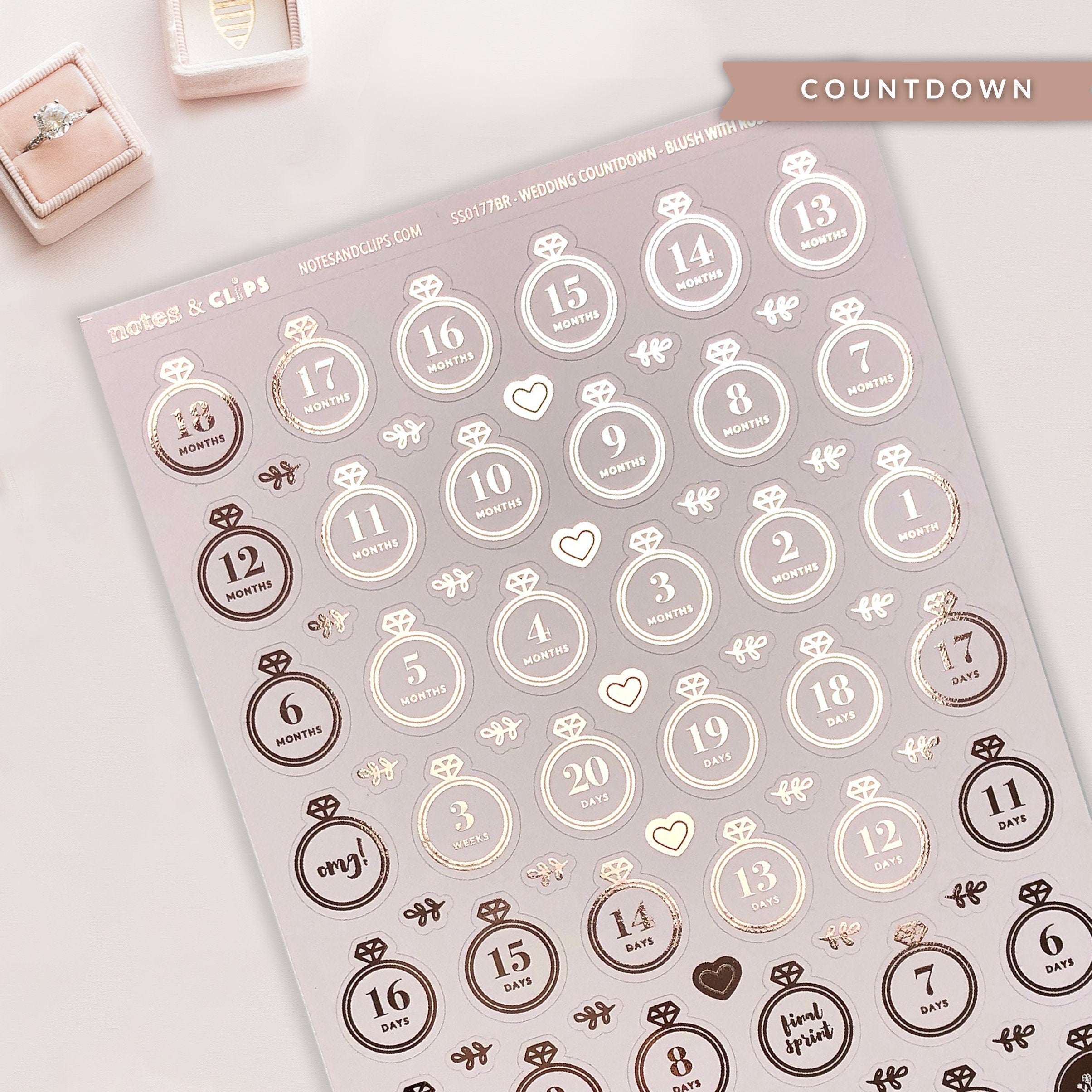 Foiled Countdown Wedding Planning Stickers