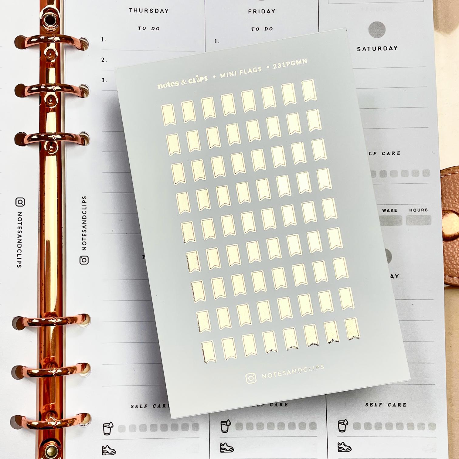 Mini Flag Planner Stickers: Foiled List Stickers for Hobonichi Weeks