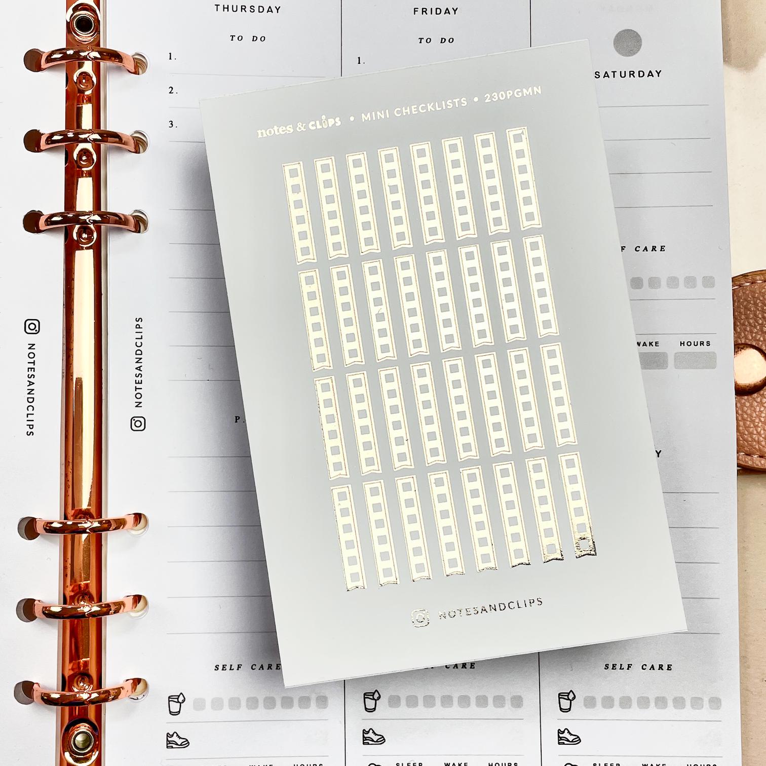 Mini Checklist Planner Stickers: Foiled List Stickers for Hobonichi Weeks