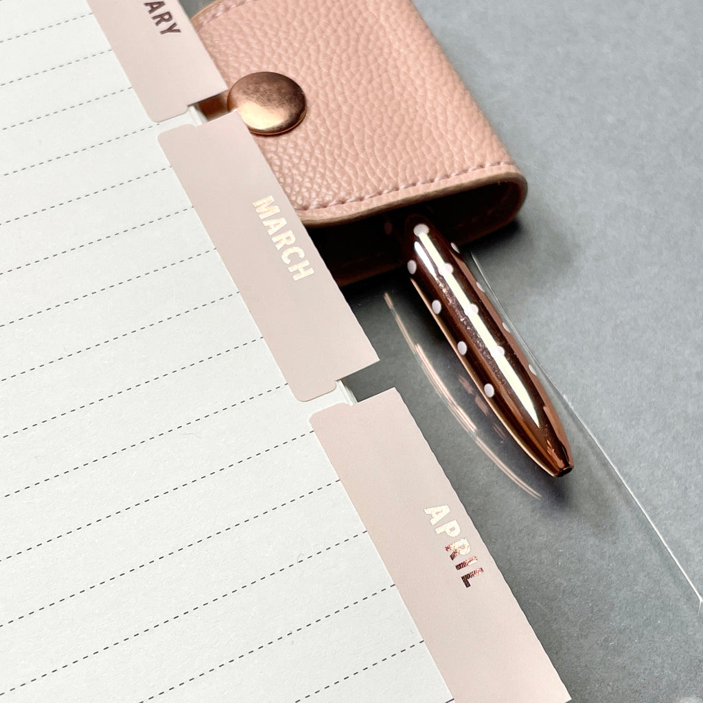 Blush Pink Month Tab Stickers: Large Planner Tabs
