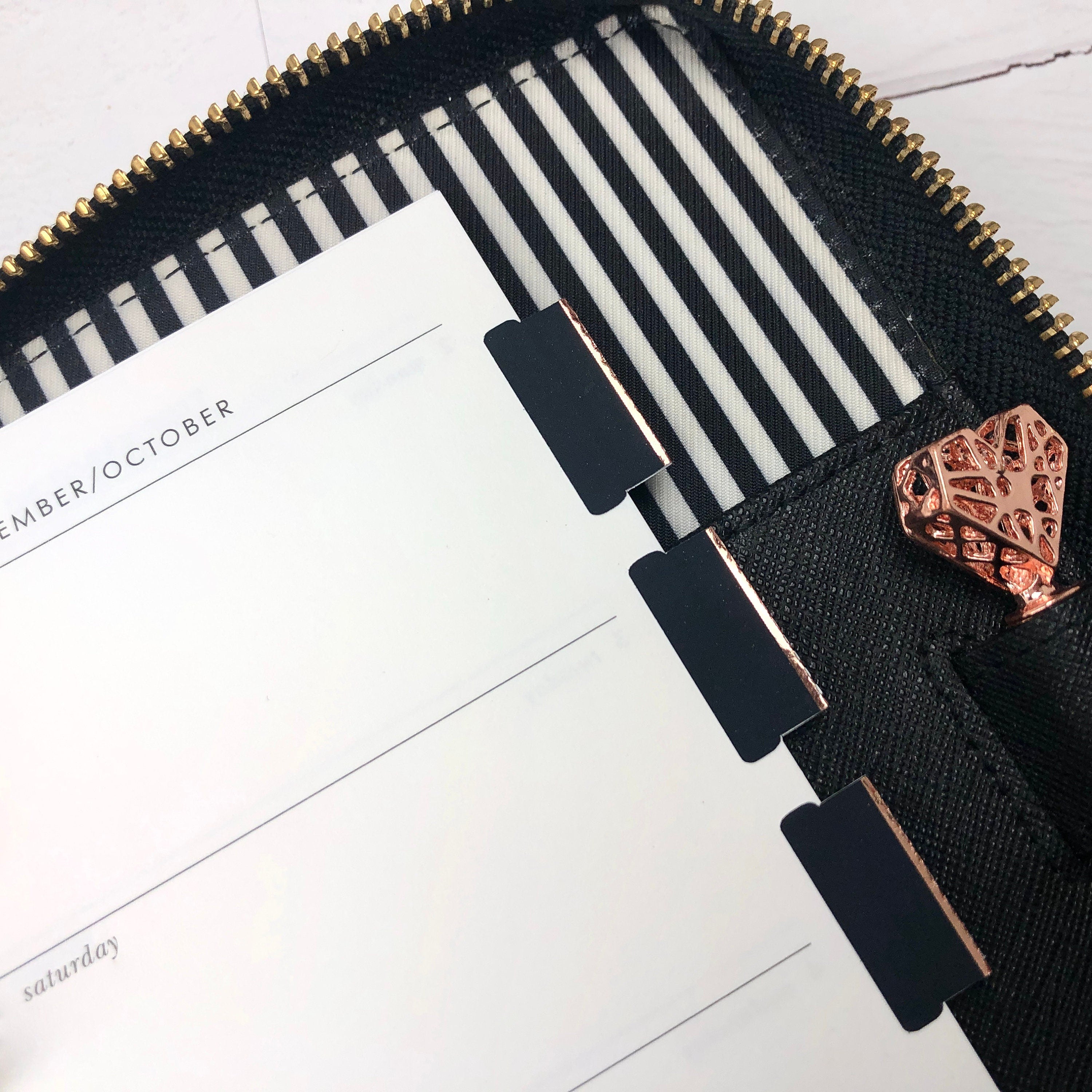 Blank Tab Stickers - Black with Foil trim