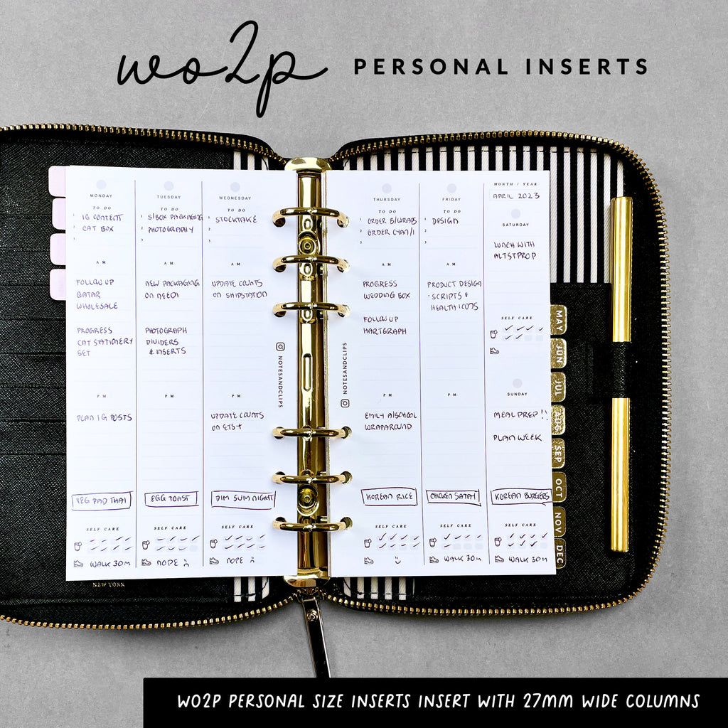 Minimalist Personal Planner Inserts: Undated WO2P, Self Care, 3 Month