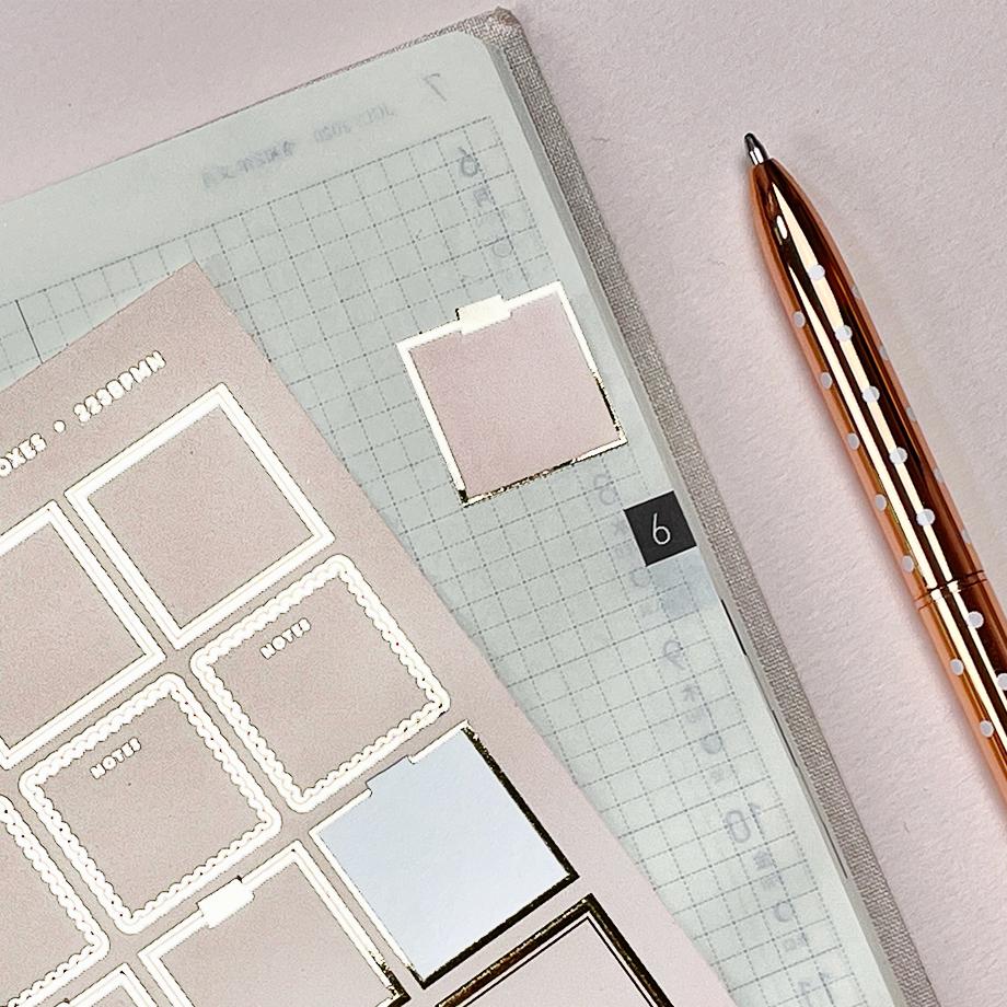 Blush Pink Foiled Mini Planner Stickers: Hobonichi Weeks (21mm)