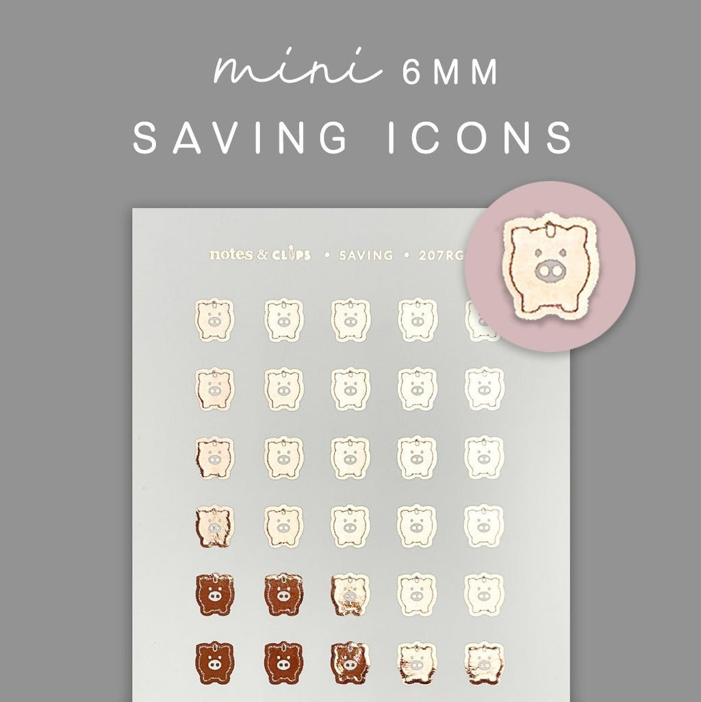 Foiled Saving Planner Stickers: Mini Icon Stickers