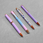 Purple and Rose Gold Pen Gift Set - 4 Black Ink Pens