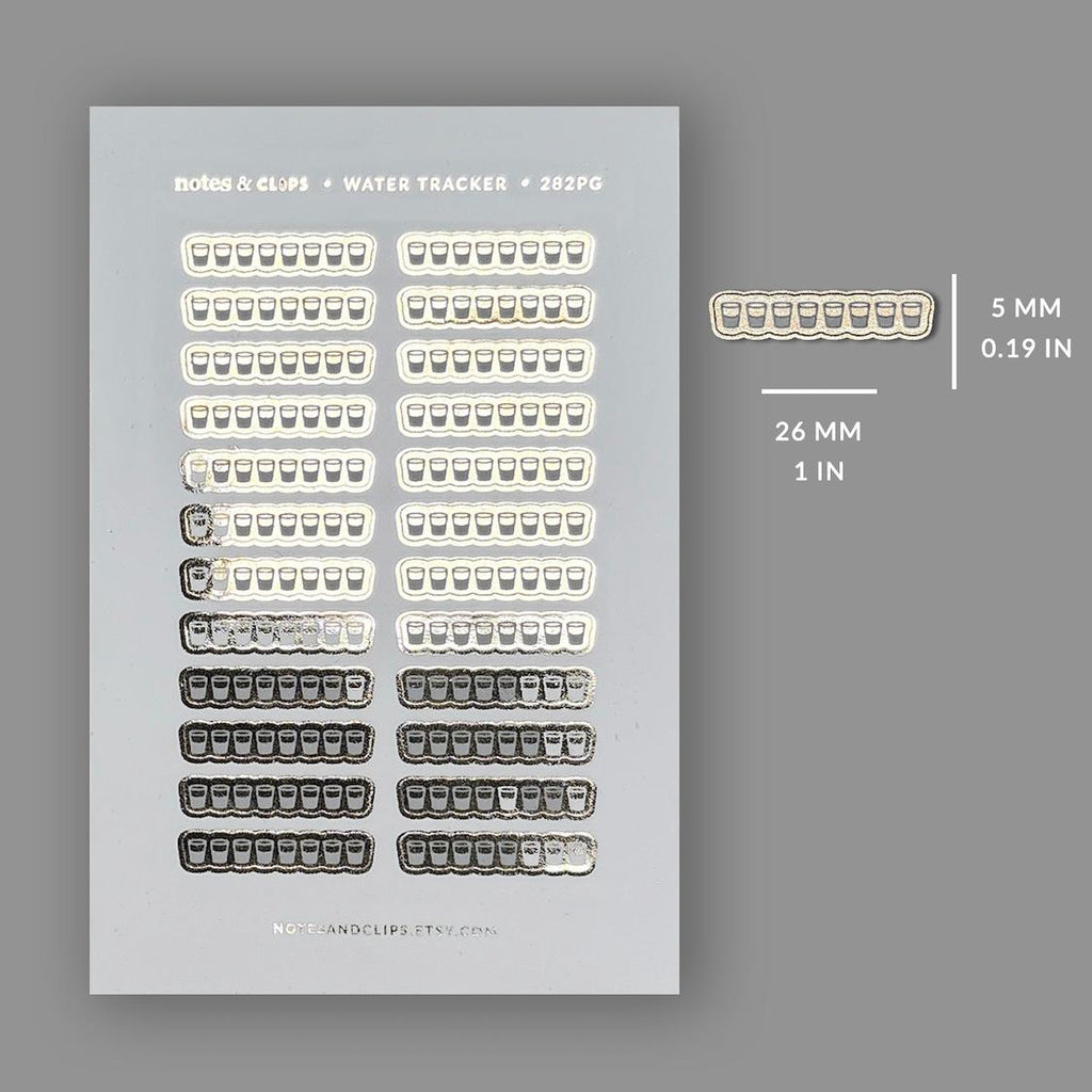 Foiled Water Tracker Stickers: Mini Planner Icons