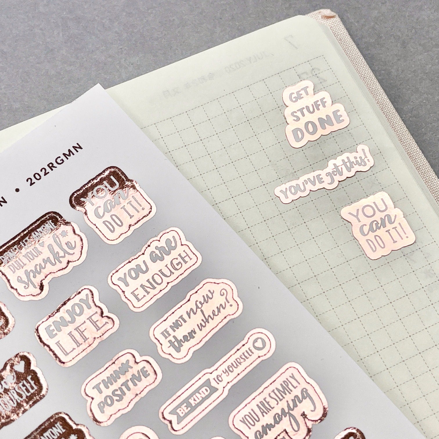 Foiled Mini Planner Stickers: Motivational Decorative Stickers