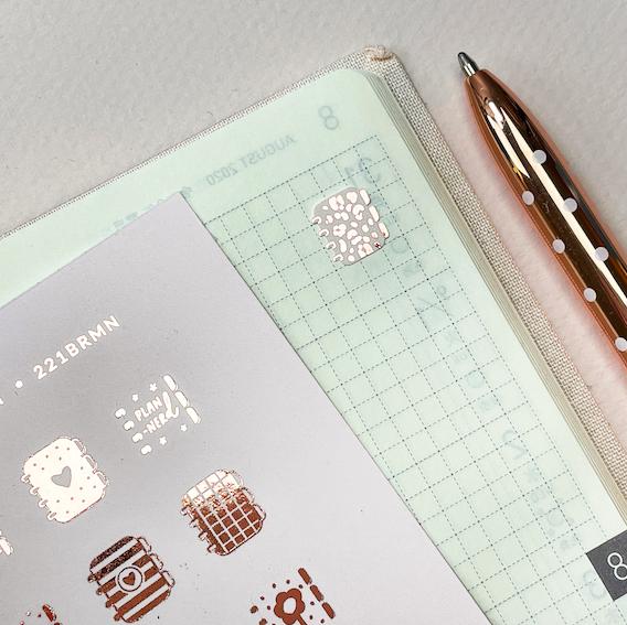 Blush Foiled Planner Time Stickers: Mini Planner Icons