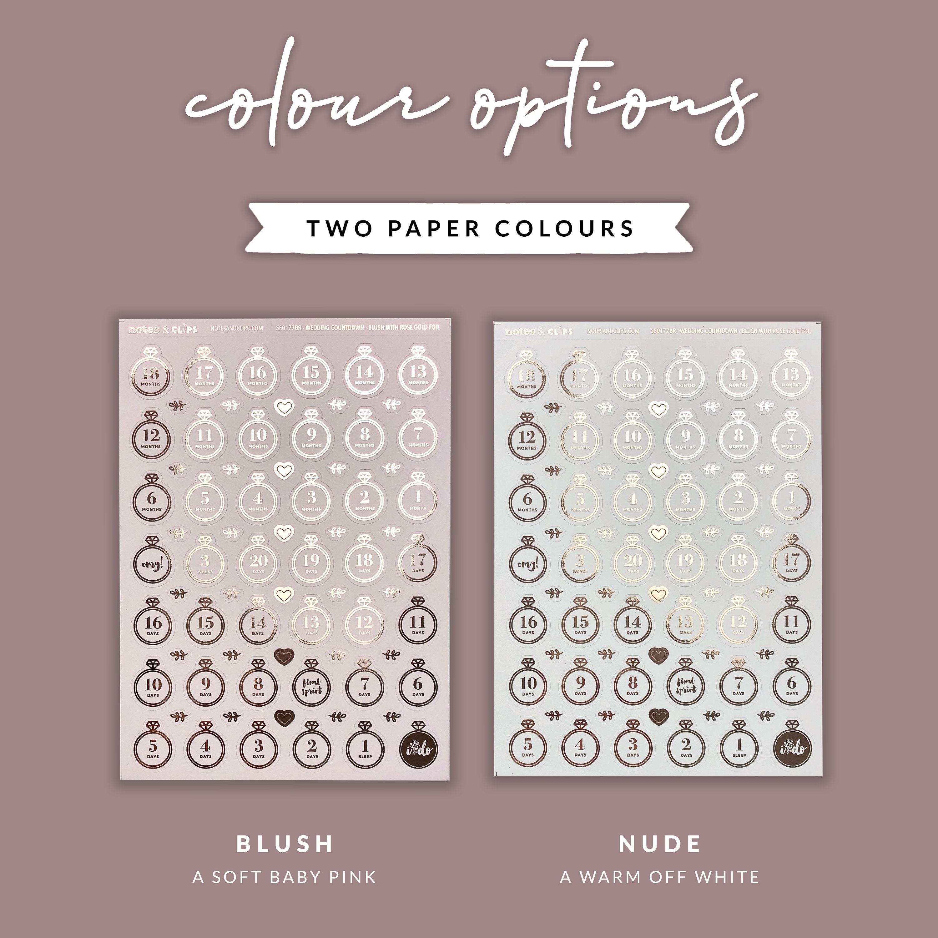 Foiled Countdown Wedding Planning Stickers