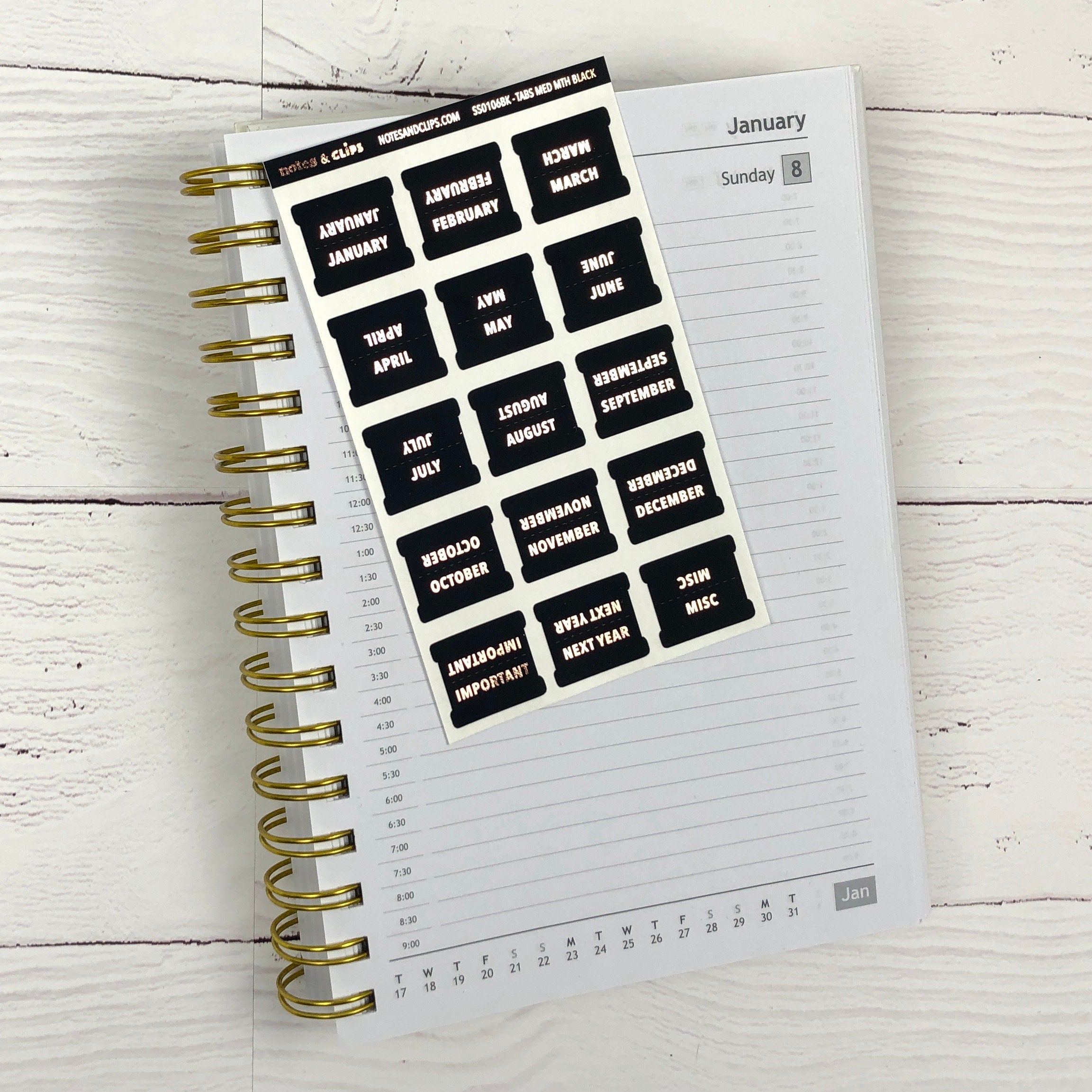 Black & Foil Medium Tab Stickers