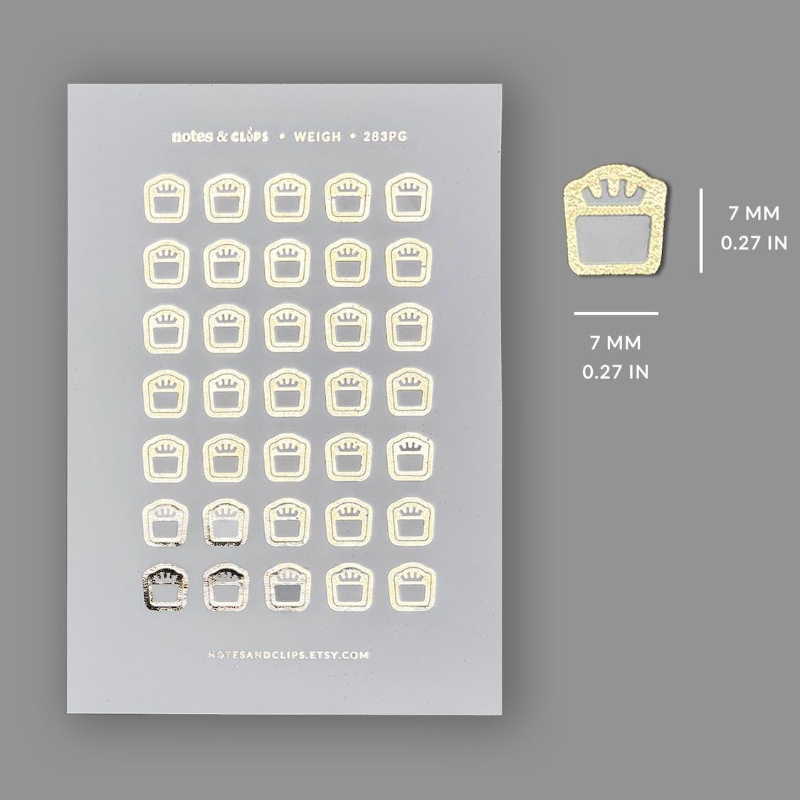 Foiled Weigh In Planner Stickers: Mini Icon Stickers